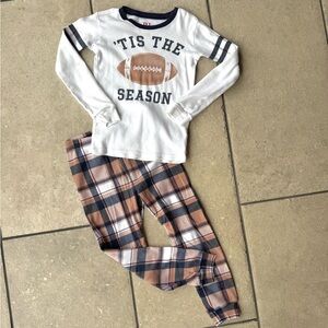 PJ Place Football Season Pajama Set - White and Brown Plaid